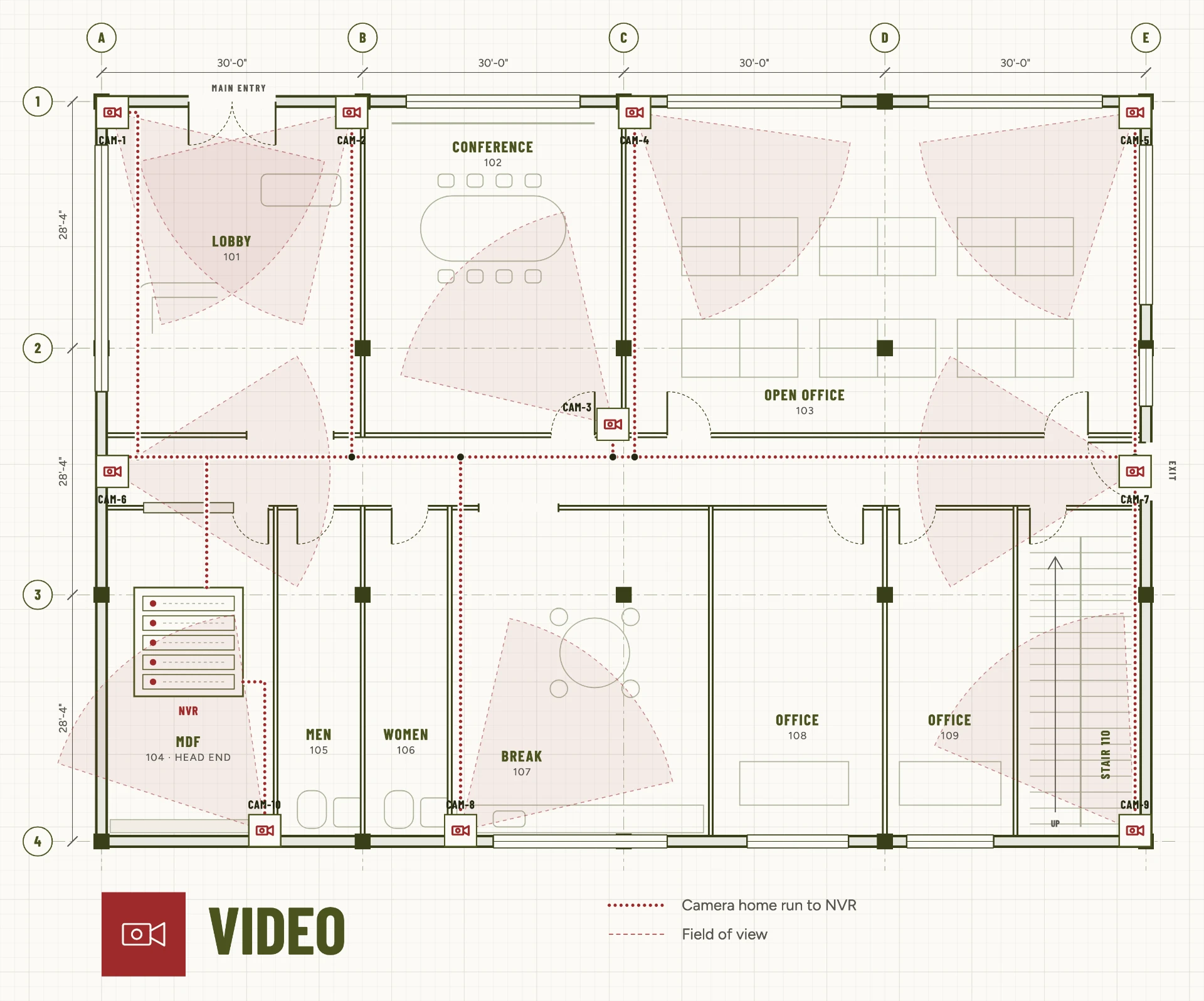 Video systems plan drawing, sheet LV-601