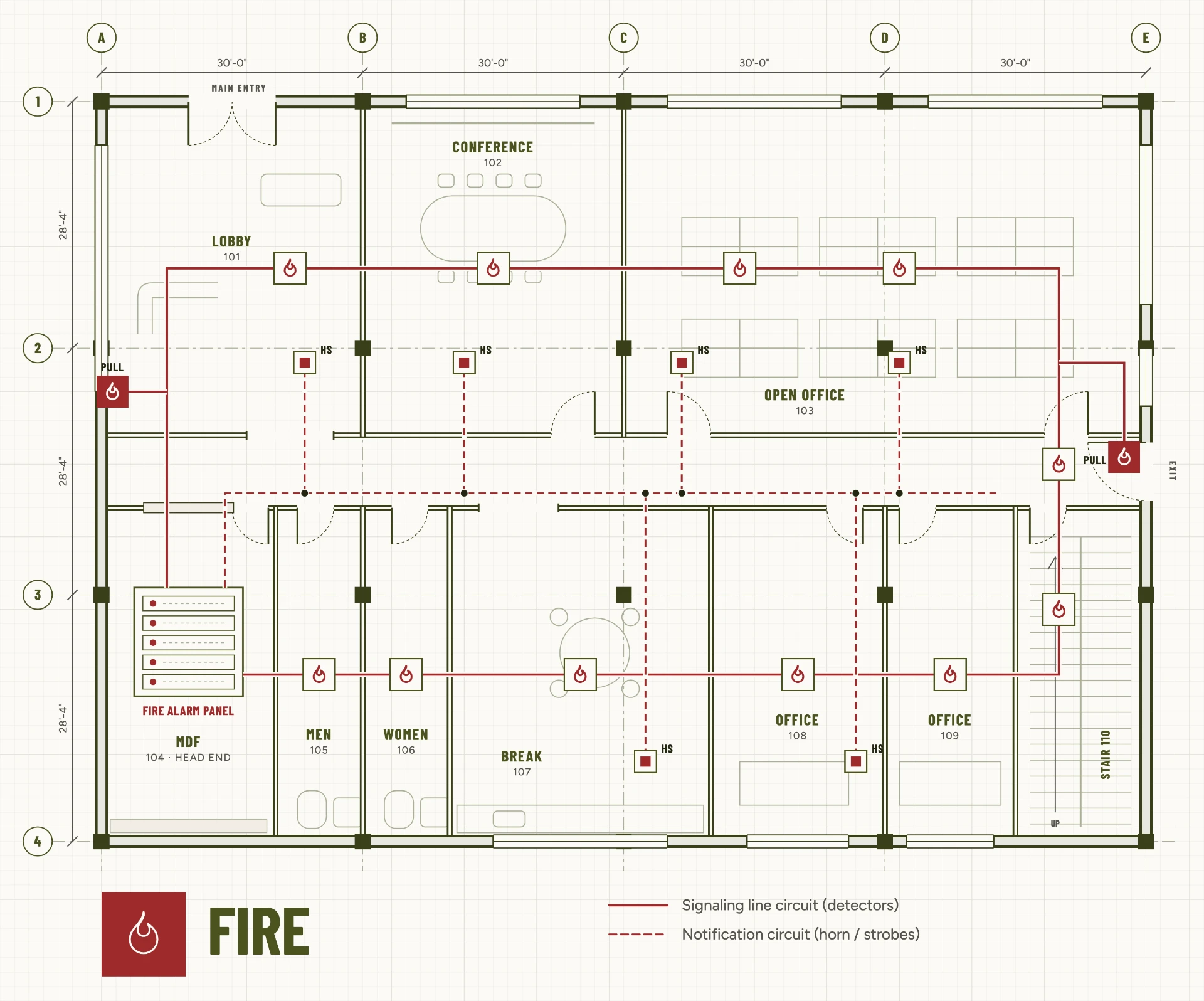Fire systems plan drawing, sheet LV-401